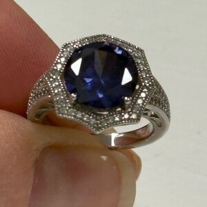 Vanna K Tanzanite Pave Halo Ring